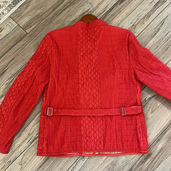 Santorelli Italian Made Red Quilted Zip Front Jacket - Picture 5 of 9